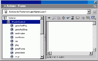Раздел Flash UI Components палитры Actions e Flash MX