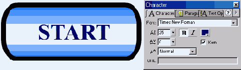 На кнопку можно поместить текст Character